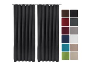 4054673398182 - - 2er Set Kräuselband Amelie Nora blackout 140x245cm Schwarz