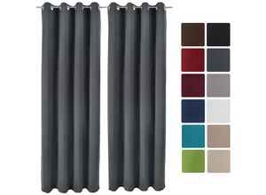 4054673398335 - - 2er Set Ösenschal Amelie Nora blackout 140x245 cm Anthrazit