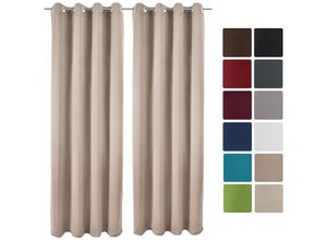 4054673398342 - - 2er Set Ösenschal Amelie Nora blackout 140x245 cm Sand