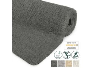 4054673402926 - Badematte rutschfest BeauMare fl Hochflor Teppich Anthrazit 60cm 50cm - Beautissu