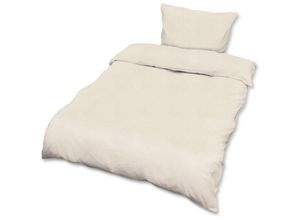 4054673410419 - Reforcé Bettwäsche Julie - 4teilig – Bettbezug Set – Kühlende Sommerbettwäsche aus Baumwolle Creme 200cm 135cm - Beautissu