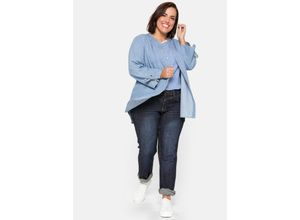 4054697071115 - Große Größen Gerade Stretch-Jeans LANA mit Used-Effekten dark blue Denim Gr56