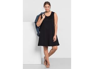 4054697092264 - Große Größen Shirtkleid mit Smok-Einsatz in A-Linie schwarz Gr44