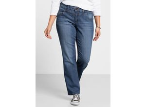 4054697095296 - Große Größen Gerade Stretch-Jeans LANA mit Used-Effekten blue Denim Gr46