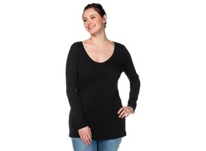 4054697123920 - Große Größen Langarmshirt mit Rundhalsausschnitt in Rippqualität schwarz Gr52 54