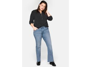 4054697409079 - Große Größen Bootcut-Jeans in 5-Pocket-Form mit Used-Effekten light blue Denim Gr100