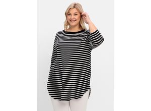 4054697411584 - Große Größen Longshirt in Oversized-Form mit Streifen schwarz-weiß Gr56 58