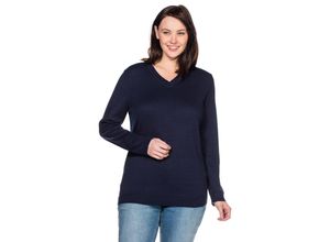 4054697446517 - Große Größen Pullover aus Feinstrick mit V-Ausschnitt marine Gr56 58