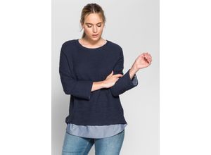 4054697493788 - Große Größen Sweatshirt in 2-in-1-Optik marine Gr40 42