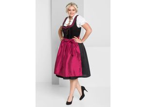 4054697537192 - Große Größen Dirndl mit Schürze und Bluse 3tlg schwarz-rot Gr44