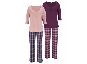 4054697578225 - Große Größen Pyjama rosé+bordeaux Gr56 58