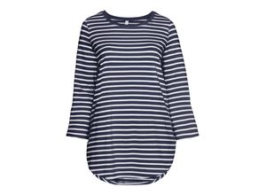 4054697754001 - Große Größen Longshirt mit garngefärbten Ringeln marine Gr44 46