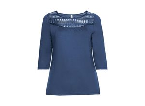 4054697759495 - Große Größen Shirt mit Spitzeneinsatz rauchblau Gr40 42