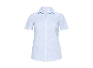 4054697784008 - Große Größen Stretch-Bluse mit kurzem Arm leicht tailliert hellblau-weiß Gr44