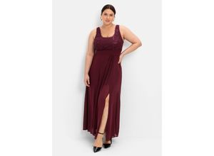 4054697795950 - Große Größen Abendkleid mit floraler Spitze aubergine Gr44