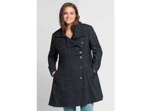 4054697843446 - Große Größen Kurzmantel im asymmetrischen Schnitt schwarz-blau Gr56