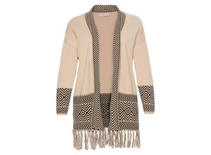 4054697884371 - Große Größen Cardigan im Ethno-Look beigefarben Gr56 58