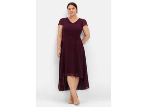 4054697886450 - Große Größen Abendkleid mit Flügelärmeln aubergine Gr44