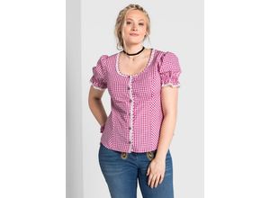 4054697915631 - Große Größen Trachtenbluse mit typischem Trachtenkaro pink Gr54 4054697915631 - Große Größen Trachtenbluse mit typischem Trachtenkaro pink Gr54