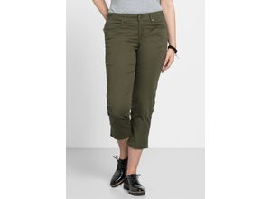 4054697964516 - Große Größen Schmale 7 8-Hose aus elastischem Baumwoll-Twill dunkelkhaki Gr40