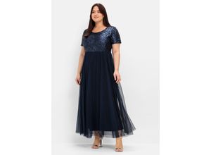 4054697976915 - Große Größen Abendkleid in A-Linie mit Pailletten marine Gr40