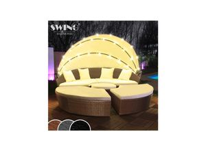 4054748008442 - Swing&Harmonie LED - Sonneninsel Rattan Lounge Polyrattan Sitzgruppe Liege Insel inkl Abdeckcover - versch Ausführungen