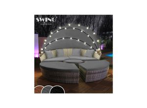 4054748008459 - Swing&Harmonie LED - Sonneninsel Rattan Lounge Polyrattan Sitzgruppe Liege Insel inkl Abdeckcover - versch Ausführungen