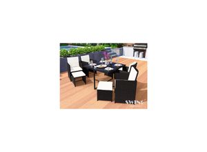 4054748012845 - Swing&Harmonie Vegas Polyrattan Sitzgruppe Esstisch Lounge Gartenmöbel Essgruppe Sitzgarnitur Set - versch Ausführungen