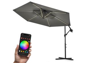 4054748017505 - Swing&Harmonie® Luxus LED Sonnenschirm mit RGB Beleuchtung inkl Fernbedienung APP Steuerung Ampelschirm Garten Schirm 350cm - anthrazit