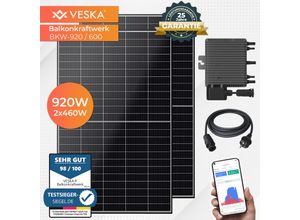 4054748018472 - VESKA Balkonkraftwerk 920 W   600 W Photovoltaik Solaranlage Steckerfertig WIFI Smarte Mini-PV Anlag