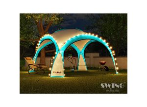 4054748019073 - Swing&Harmonie® LED Event Pavillon XXL DomeShelter 450cm Garten inkl Solarmodul Designer Gartenzelt Camping Partyzelt mit Beleuchtung - türkis