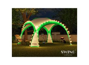 4054748019103 - Swing&Harmonie® LED Event Pavillon XXL DomeShelter 450cm Garten inkl Solarmodul Designer Gartenzelt Camping Partyzelt mit Beleuchtung - grün