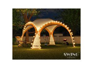 4054748019110 - Swing&Harmonie® LED Event Pavillon XXL DomeShelter 450cm Garten inkl Solarmodul Designer Gartenzelt Camping Partyzelt mit Beleuchtung - orange