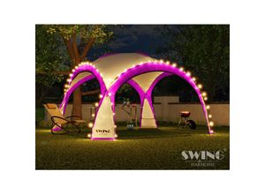 4054748019127 - Swing&Harmonie® LED Event Pavillon XXL DomeShelter 450cm Garten inkl Solarmodul Designer Gartenzelt Camping Partyzelt mit Beleuchtung - pink