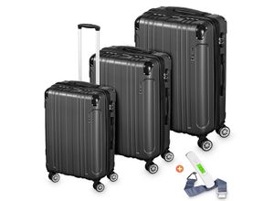 4054748019196 - Veska Hartschalenkoffer Kofferset Madrid 3 teilig mit TSA Zahlenschloss 4 Rollen ABS-Hartschale Reisekoffer Trolley Rollkoffer Koffer - anthrazit