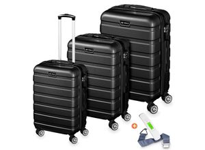 4054748019264 - Veska Hartschalenkoffer Kofferset Nizza 3 teilig mit TSA Zahlenschloss 4 Rollen ABS-Hartschale Reisekoffer Trolley Rollkoffer Koffer - schwarz