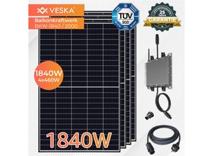 4054748019455 - Balkonkraftwerk 1840 W   2000 W Photovoltaik Solaranlage Steckerfertig WiFi Smarte Mini-PV Anlage 1840 Watt