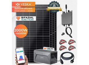 4054748021038 - VESKA® Solaranlage 2000 2000W Bifazial und 16 kWh Batteriespeicher