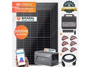 4054748021045 - VESKA® Solaranlage 3000 3000W Bifazial und 16 kWh Batteriespeicher