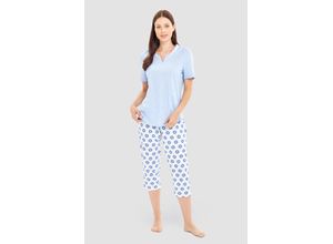 4054856521048 - RÖSCH Doubledots Capri-Pyjama 2-teilig Baumwolle für Damen blau 42