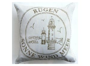 4054859056134 - PAD - Kissenhülle - Kissenbezug Ocean rügen - beige weiss - ca 45x45 cm - ohne Füllung