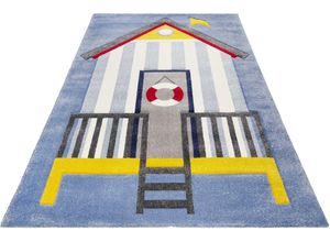 4054898203520 - Kinderteppich ESPRIT Sea Castle ESP-21070 Teppiche Gr B L 160 cm x 225 cm 13 mm 1 St blau Kinder Kinderzimmerteppiche Kurzflor mit maritimem Muster Strandschloss