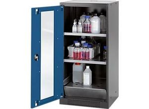 4054923045583 - Chemikalienschrank Asecos CS-CLASSIC-G Flügeltür und Glasausschnitt 2 Böden H 1105 mm enzianblau