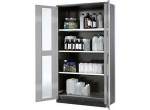 4054923055612 - Chemikalienschrank Asecos CS-CLASSIC-G Flügeltür m Glasauschnitt 3 Böden 1055x520x1950 mm silber