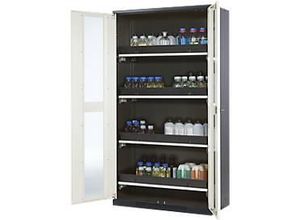 4054923055803 - Chemikalienschrank Asecos CS-CLASSIC-G Flügeltür m Glasauschnitt 4 Auszugswannen 1055x520x1950 mm reinweiß