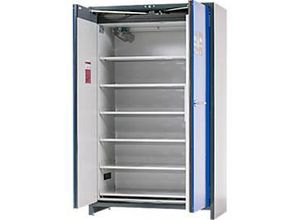 4054923265554 - Asecos Akku-Lagerschrank ION-CORE-90 CS 1200 6 Fachböden gelocht + 1 Bodenauffangwanne B 1193 x T 615 x H 1953 mm