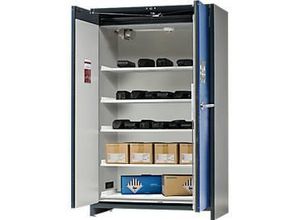 4054923265905 - Asecos Akku-Lagerschrank ION-PRO-90 PS 5 Fachböden gelocht + 1 Bodenauffangwanne B 1193 x T 615 x H 1953 mm