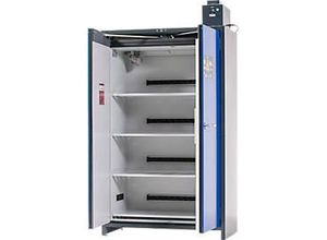 4054923267992 - Asecos Akku-Ladeschrank ION-PRO-90 PC 4 Fachböden gelocht + Steckdosen 1 Auffangwanne B 1193 x T 615 x H 2224 mm