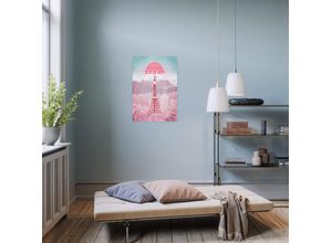 4055065030970 - Leinwandbild KOMAR Vintage Travel Japan - Größe 40 x 60 cm bunt (farbe bild(er) rosa türkis) B40cm Papier Holz Bilder Keilrahmenbild mi Echtholzrahmen