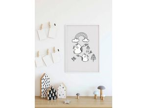 4055065154317 - KOMAR Poster Scribble Birdy Bilder Kinderzimmer Schlafzimmer Wohnzimmer Gr B H 40 cm x 50 cm Tiere 1 St grau Poster